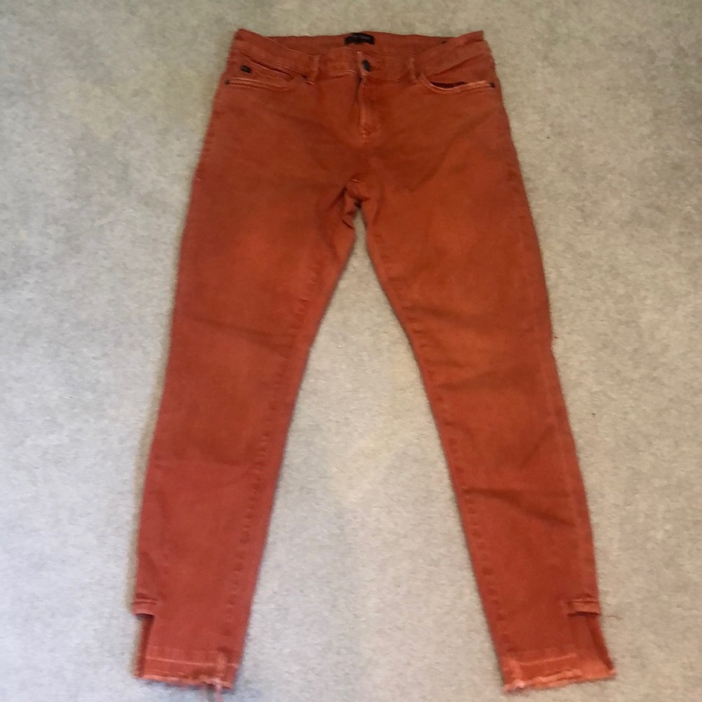 Dear John Orange Jeans w/ ankle cut-out